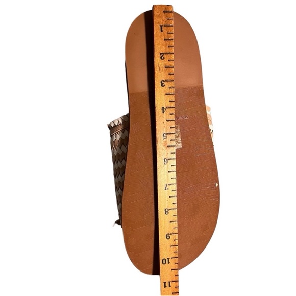 Leather Woven Blush and White Sigerson Morrison Aoven Slip on Slide Sandals - Picture 10 of 13